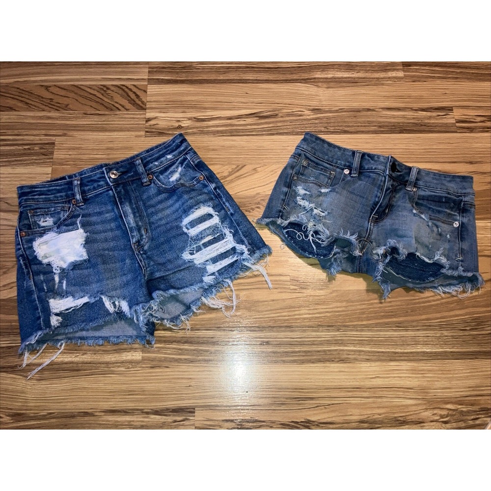 American Eagle Jean Shorts Size 2 High Rise Shortie lot of 2